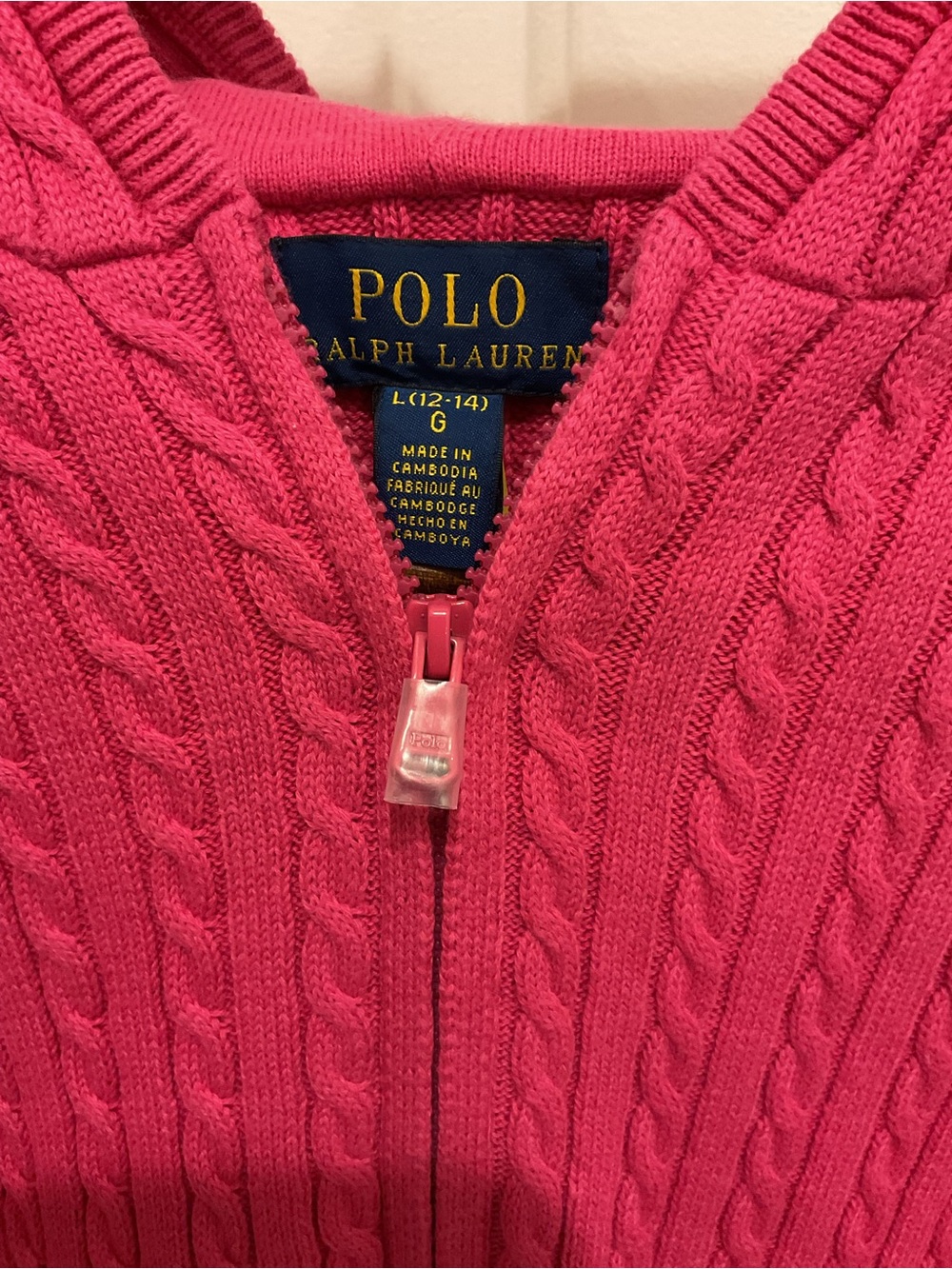 Polo by Ralph Lauren Girls Hot Pink Cable-Knit Zip Sweater - Picture 2 of 8